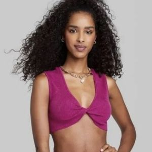 NWT Wild Fable Ribbed Sweater Twist Crop Top Size XXL